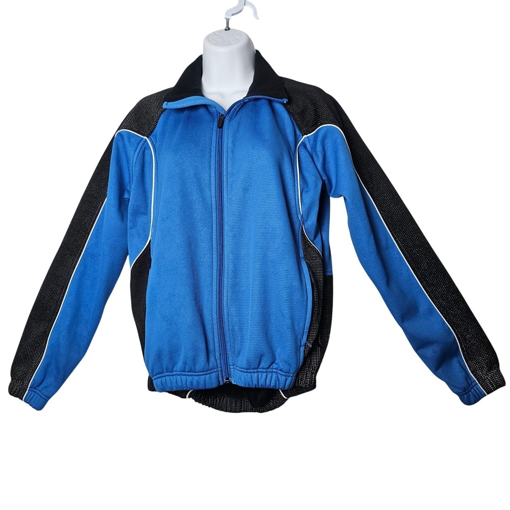 Illuminite Reflectivewear Track Jacket Blue Black White Piping‎ Zip Women Size S